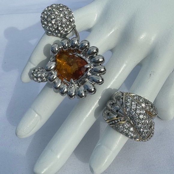 Cute Silver Rhinestone Ring Set - Picture 2 of 5